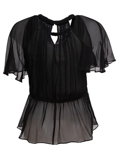 Isabel Marant Sheer Top Featuring Button Detail And Ruffled Hem