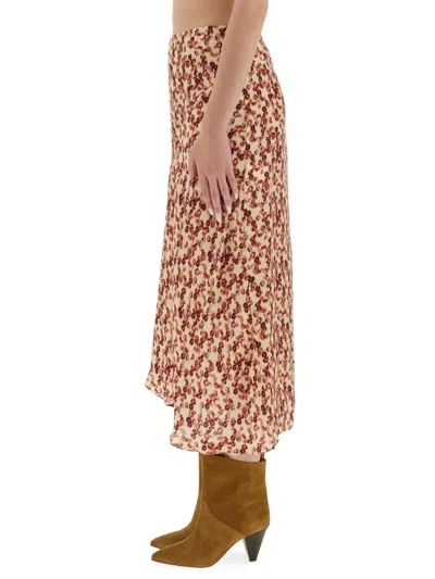 Isabel Marant Lisanne Abstract-print Silk Midi Skirt In Brown