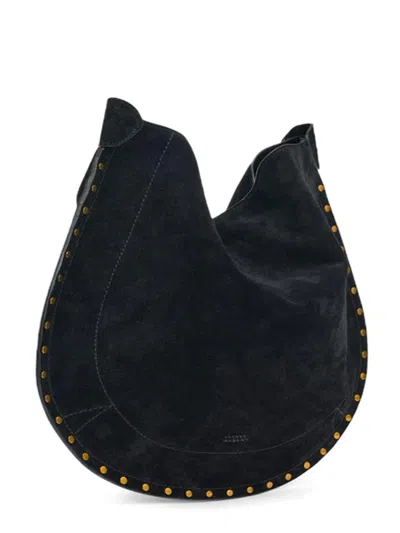 Isabel Marant Oskan Soft Medium Suede Shoulder Bag In Black