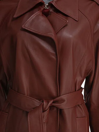 Ivy & Oak Mid-length Brown Leather Coat In Brown