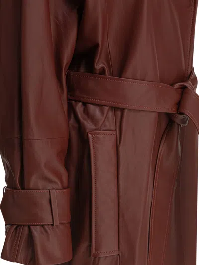 Ivy & Oak Mid-length Brown Leather Coat In Brown