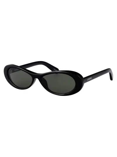 Jacquemus Oval-frame Sunglasses In Black