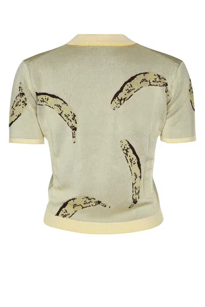 Jacquemus Womens Banana Jacquard Yellow The Marino Banana-print Woven-knitted Polo Top