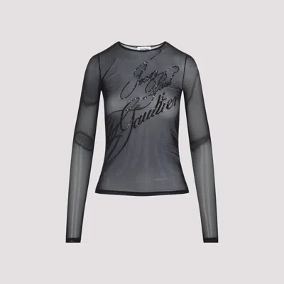 Jean Paul Gaultier Sequins Black Polyamide Top In Black