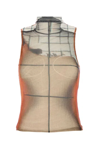 Jean Paul Gaultier Printed Tulle The Fire Tank Top