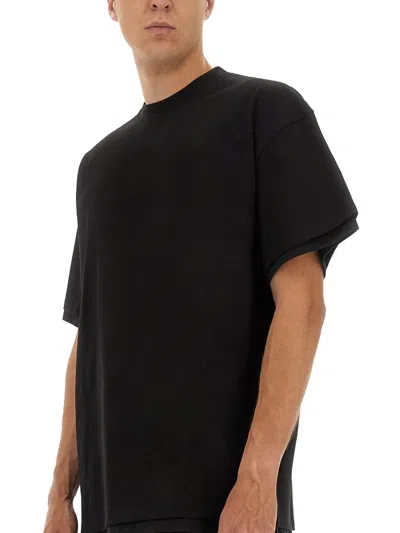 Jil Sander Double Layer Cotton T-shirt In Black