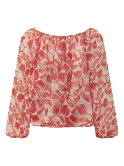 Chiara Boni La Petite Robe Toru Print Off-shoulder Top In Red