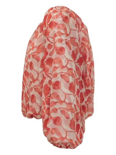 Chiara Boni La Petite Robe Toru Print Off-shoulder Top In Red