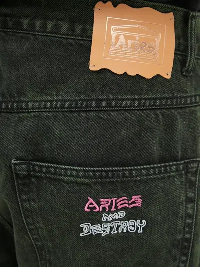 Aries Logo-patch Jeans In Black