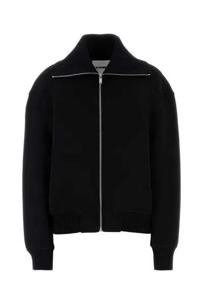 Jil Sander Wool Blend Bomber Jacket With High Collar