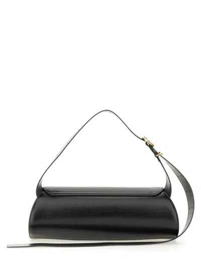 Jil Sander Women Black Leather Small Cannolo Shoulder Bag In Black
