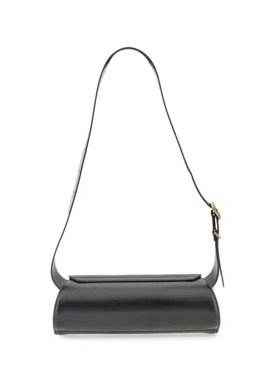 Jil Sander Women Black Leather Small Cannolo Shoulder Bag In Black
