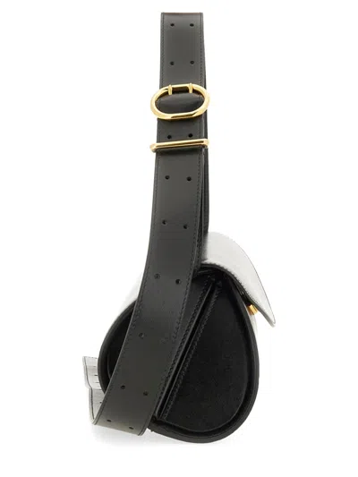 Jil Sander Women Black Leather Small Cannolo Shoulder Bag In Black