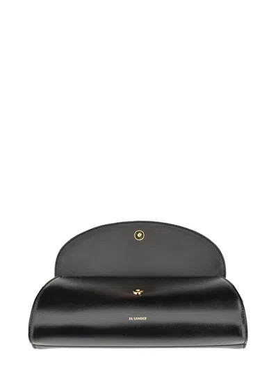 Jil Sander Women Black Leather Small Cannolo Shoulder Bag In Black