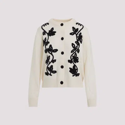Jil Sander Cn Long Sleeves Cardigan With Velvet Embroidery Women In Neutral