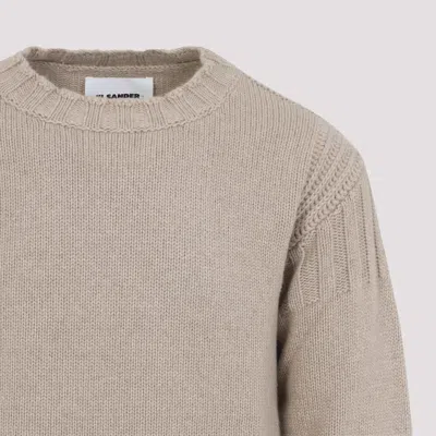Jil Sander Sand Stone Cashmere Long Sleeves Cn Sweater In Neutral