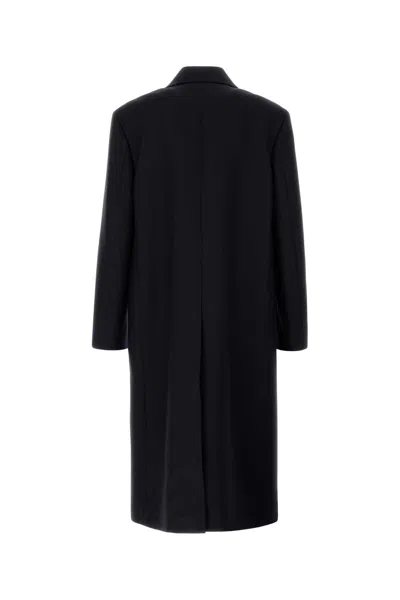 Jil Sander Wool Coat With Front Pockets And Long Length In Black
