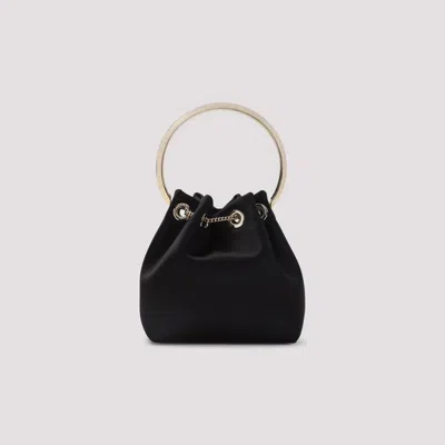 Jimmy Choo Bonbon Handbag With Drawstring Closure And Circular Metal Handle In Black