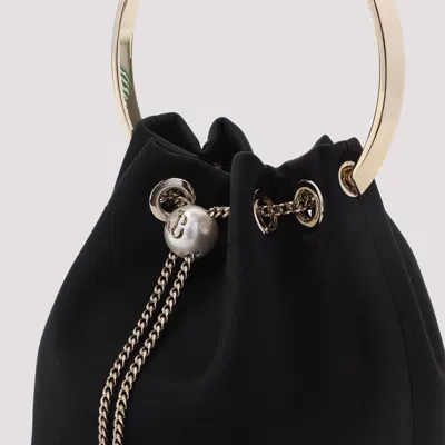 Jimmy Choo Bonbon Handbag With Drawstring Closure And Circular Metal Handle In Black