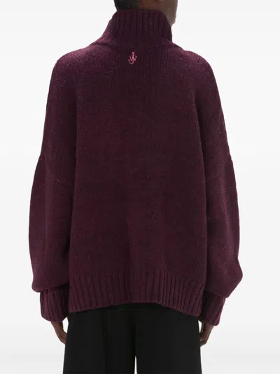 Jw Anderson Contrast-pocket Ribbed-knit Jumper In Burgundy