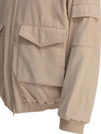 Kaptain Sunshine Beige Cotton Jacket With Snap-button Collar In Brown