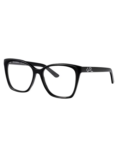 Karl Lagerfeld Textured Black Acetate Glasses In Black