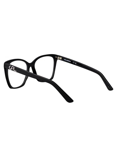 Karl Lagerfeld Textured Black Acetate Glasses In Black