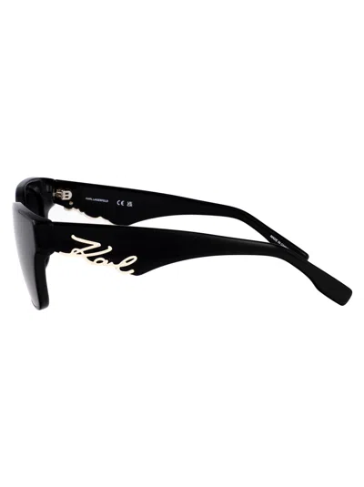 Karl Lagerfeld Cut-out Signature Sunglasses In Black