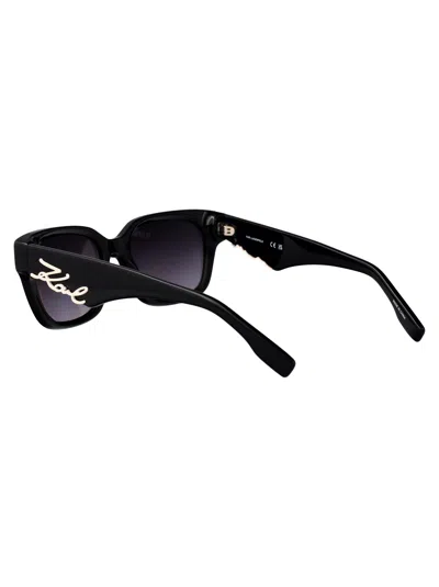 Karl Lagerfeld Cut-out Signature Sunglasses In Black