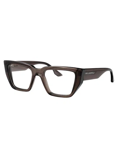 Karl Lagerfeld Grey Acetate Glasses In Metallic