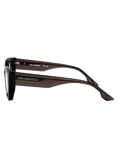 Karl Lagerfeld Grey Acetate Glasses In Metallic