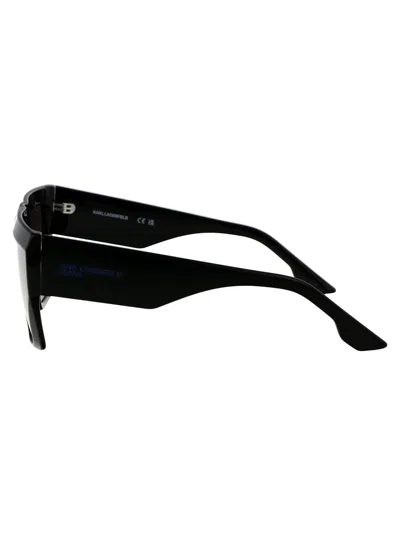 Karl Lagerfeld Shiny Black Acetate Sunglasses In Black