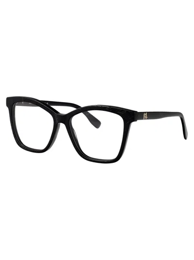 Karl Lagerfeld Textured Black Acetate Glasses In Black