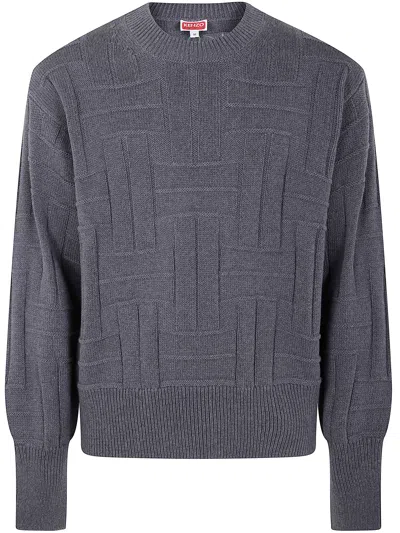 Kenzo Geometric-pattern Knitwear Sweater In Gray