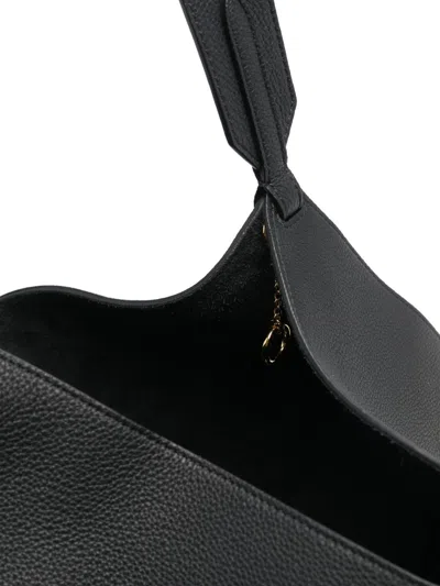 Khaite Small Lotus Leather Top Handle Bag In Black