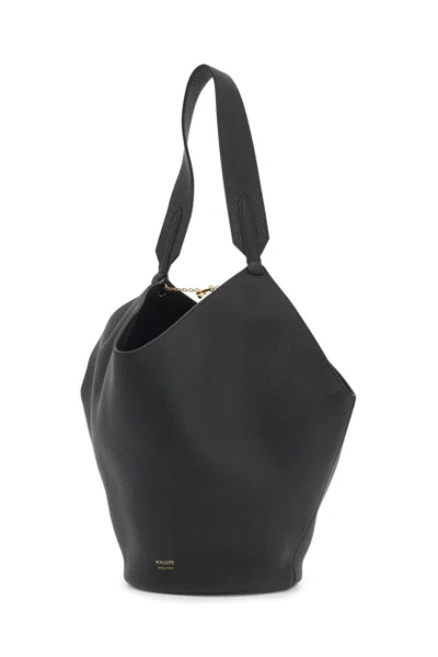 Khaite Small Lotus Leather Top Handle Bag In Black