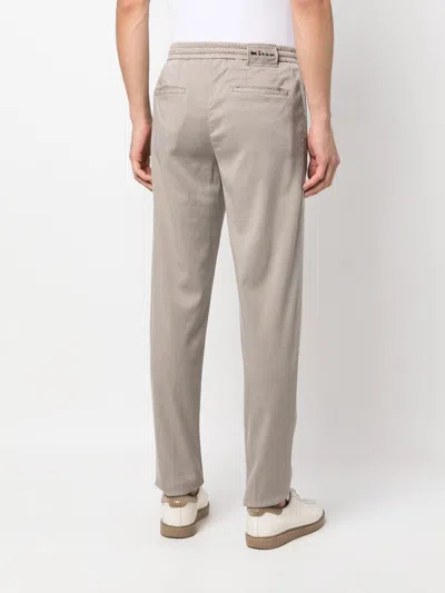 Kiton Trousers Featuring Front Pleats And Belt Loops In Neutral