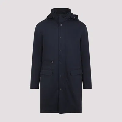 Kiton Polyester Coat With Standing Collar And Hidden Hood