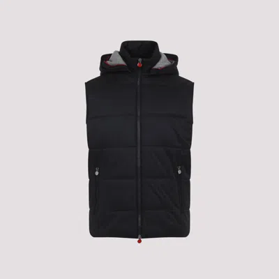 Kiton Hooded Quilted Jacket With Material Blend