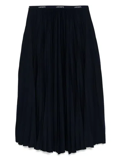 Lacoste Long Pleated Elasticated Waist Skirt In Black