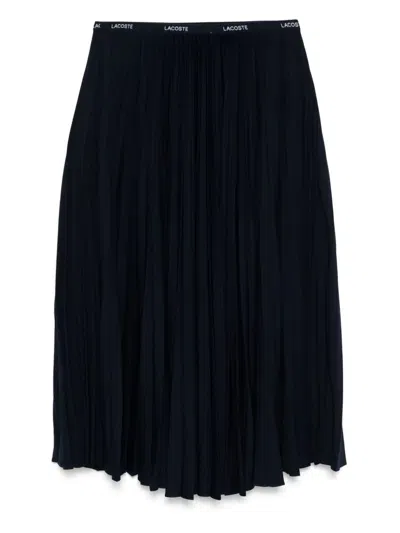 Lacoste Long Pleated Elasticated Waist Skirt In Black