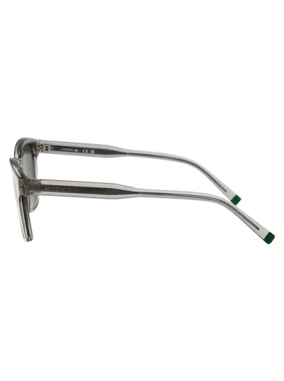 Lacoste Light Grey Acetate Sunglasses In Metallic