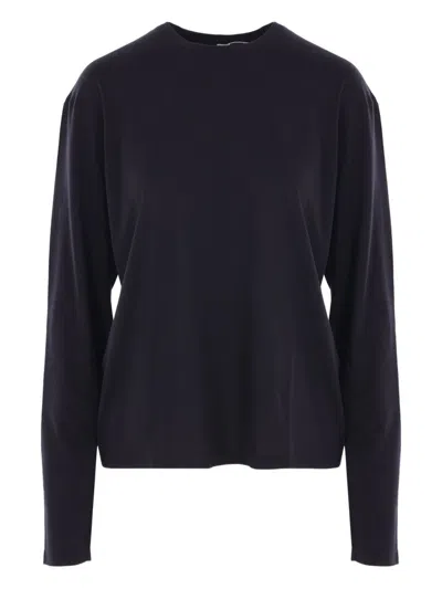 Totême Crew Neck Long Sleeves Plain T-shirt In Black