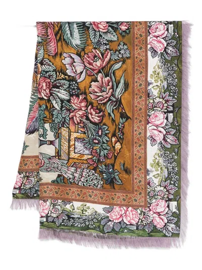 Pierre-louis Mascia Pierre Louis Mascia Printed Silk Scarf In Brown