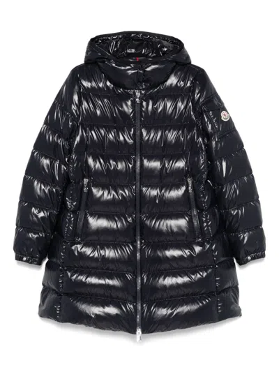 Moncler Courcelles Hooded Mid-length Down Jacket In Black