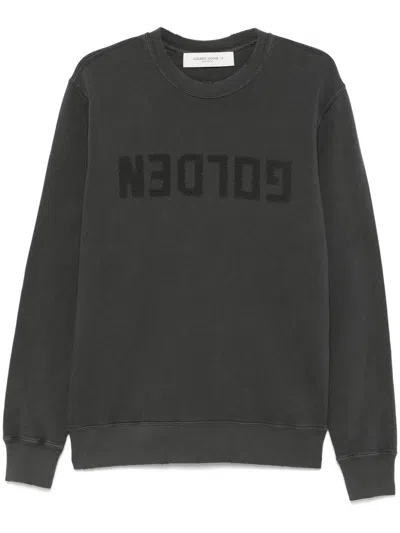 Golden Goose Golden M S Regular Sweatshirt Distressed Cotton Jersey With Logo Clothing In Black