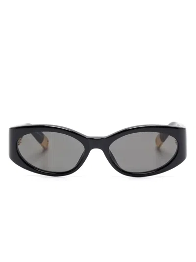 Linda Farrow X Jacquemus Les Lunettes Ovalo Sunglasses In Black