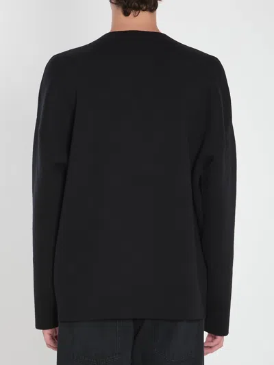 Loewe Relaxed Fit Crewneck Sweater With Embossed Logo In Black