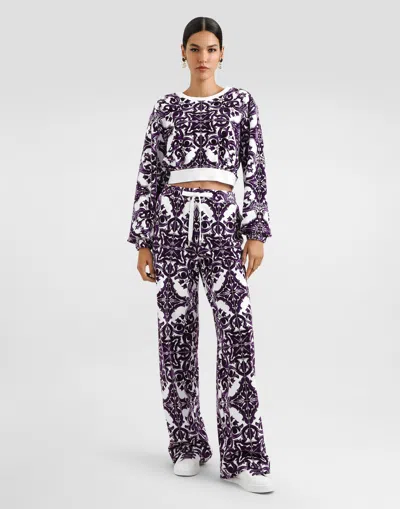Dolce & Gabbana Majolica-jacquard Trousers In Purple