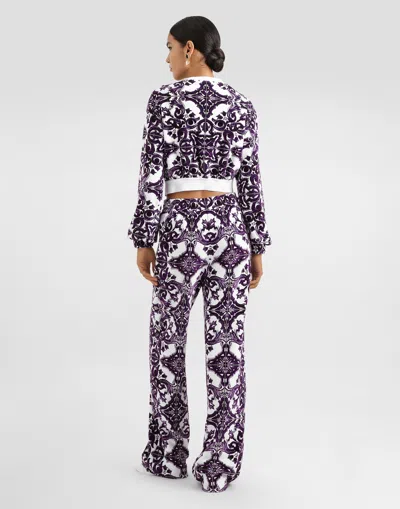 Dolce & Gabbana Majolica-jacquard Trousers In Purple